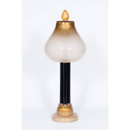 Italian Table Lamp in Murano Glass Straw-Yellow and 24-Karat Gold