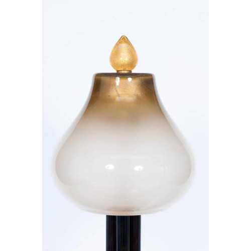 Italian Table Lamp in Murano Glass Straw-Yellow and 24-Karat Gold