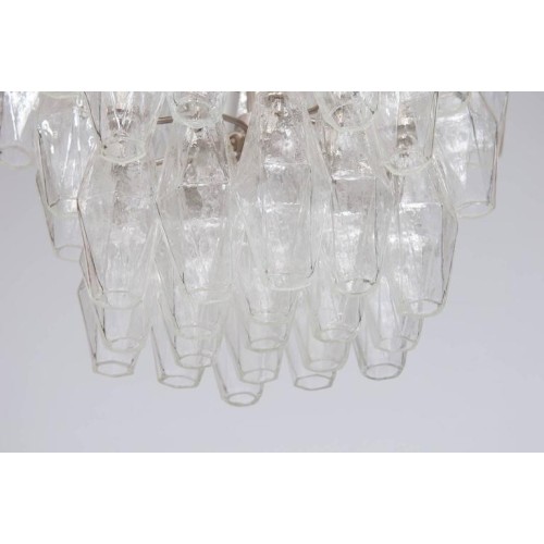 Italian Modern Chandelier in Transparent Murano Glass, Venini, 1960s