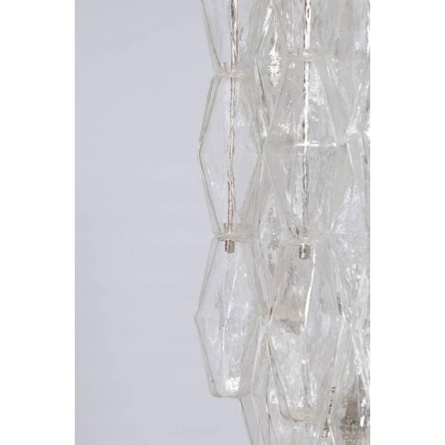 Italian Modern Chandelier in Transparent Murano Glass, Venini, 1960s