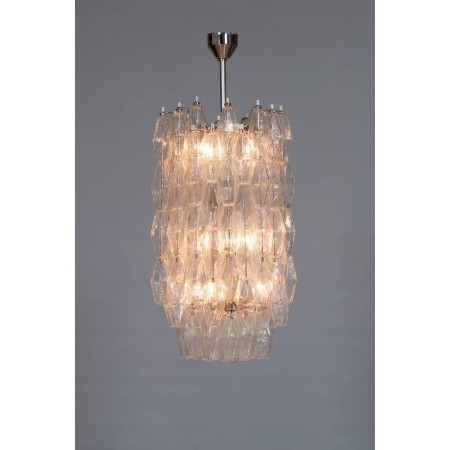 Italian Modern Chandelier in Transparent Murano Glass, Venini, 1960s