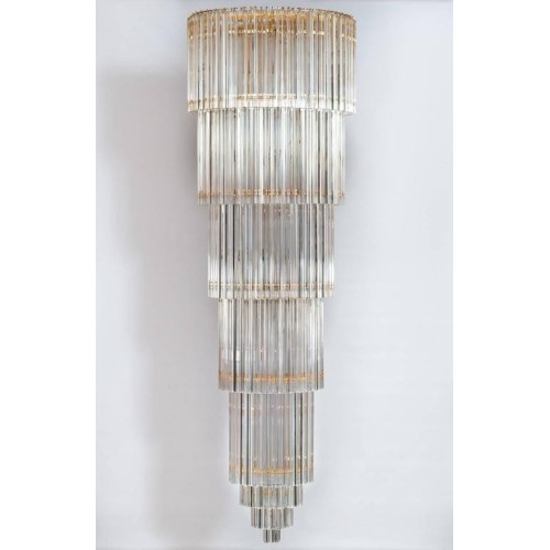 Italian Chandelier in Murano Glass, Transparent, 24-karat Gold, Limited Edition