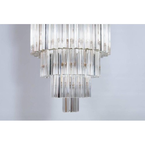 Italian Chandelier in Murano Glass, Transparent, 24-karat Gold, Limited Edition