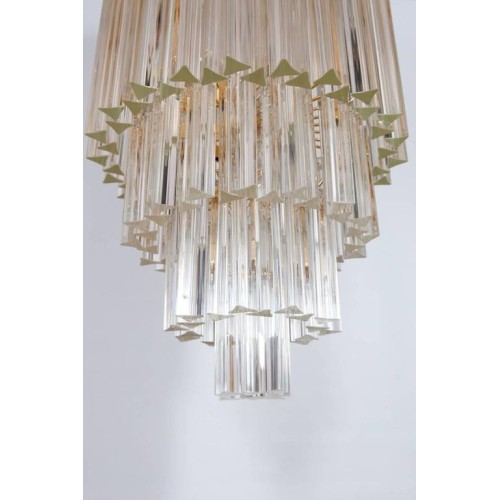 Italian Chandelier in Murano Glass, Transparent, 24-karat Gold, Limited Edition