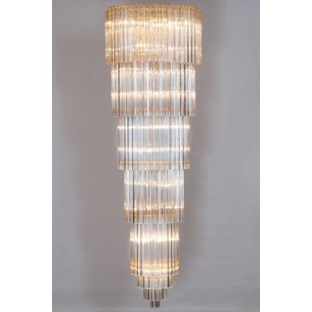 Italian Chandelier in Murano Glass, Transparent, 24-karat Gold, Limited Edition