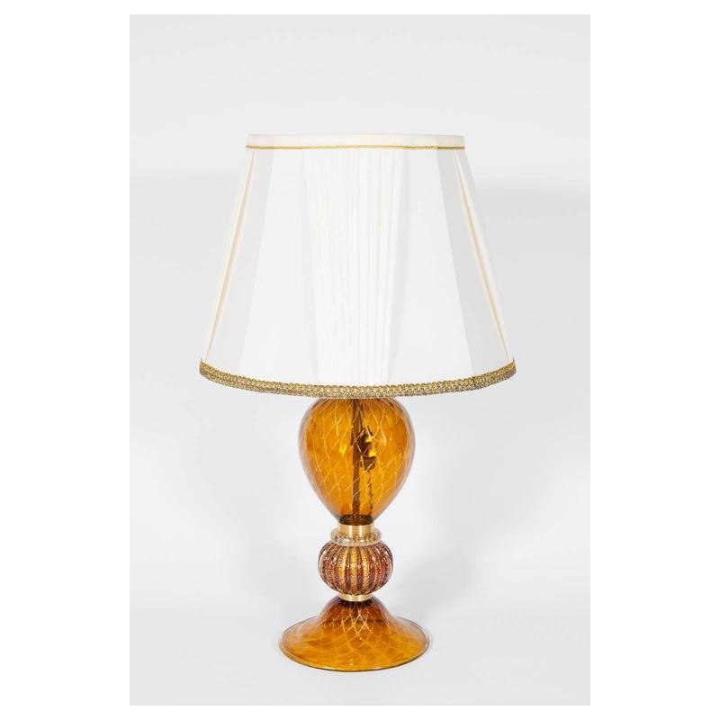 Murano Glass Amber And 24 Karat Gold 1980s, Murano Glass Table Lamp Base