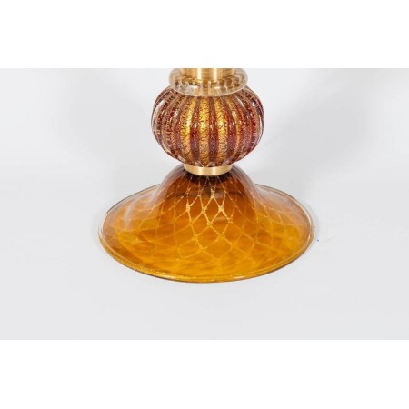 Italian Table Lamp in Murano Glass Amber and 24-Karat Gold, 1980s
