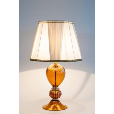 Italian Table Lamp in Murano Glass Amber and 24-Karat Gold, 1980s