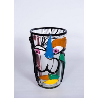 Italian Vase in Murano Glass Multi-Color, Picasso Style Cenedese, circa 1970s
