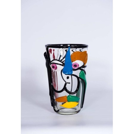 Italian Vase in Murano Glass Multi-Color, Picasso Style Cenedese, circa 1970s