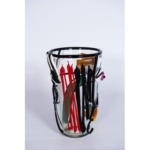 Italian Vase in Murano Glass Multi-Color, Picasso Style Cenedese, circa 1970s