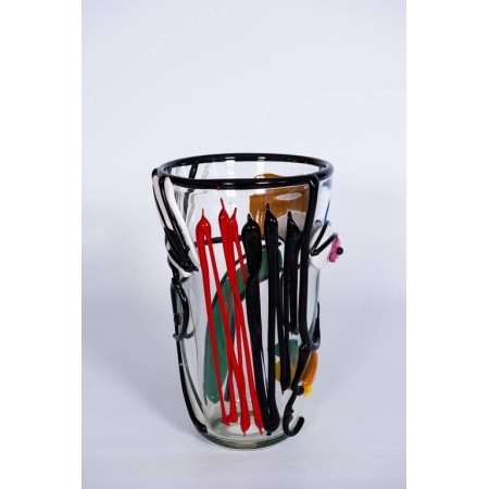 Italian Vase in Murano Glass Multi-Color, Picasso Style Cenedese, circa 1970s