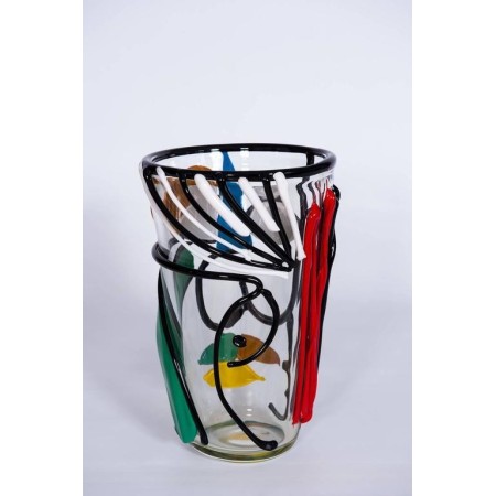 Italian Vase in Murano Glass Multi-Color, Picasso Style Cenedese, circa 1970s