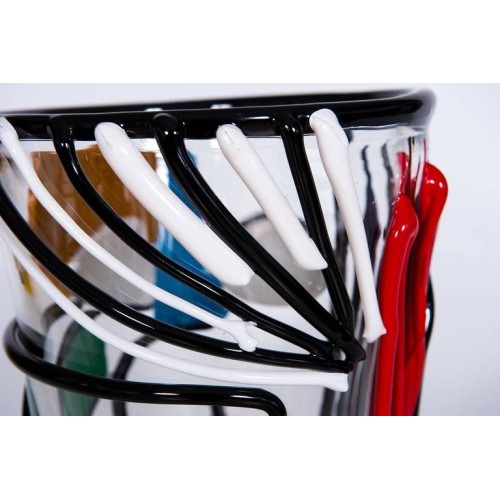 Italian Vase in Murano Glass Multi-Color, Picasso Style Cenedese, circa 1970s