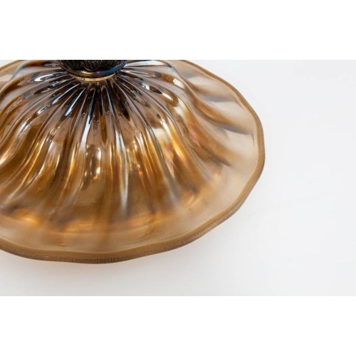 Italian Floor Lamp in Murano Glass Straw Yellow Iridescent Red, 1980s