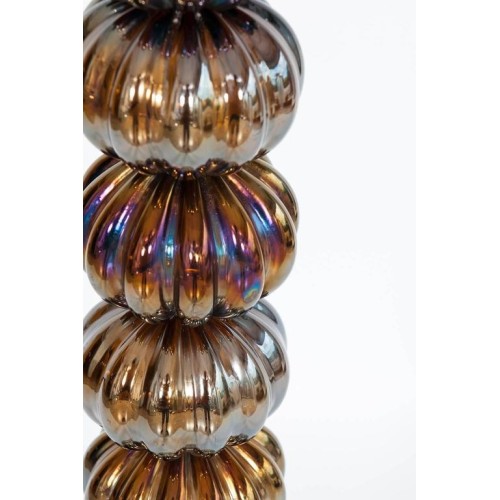 Italian Floor Lamp in Murano Glass Straw Yellow Iridescent Red, 1980s