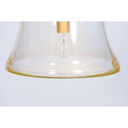 Italian Chandelier "Bell Jar" in Murano Glass Transparent and 24-Carat Gold