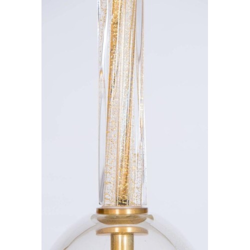 Italian Chandelier "Bell Jar" in Murano Glass Transparent and 24-Carat Gold
