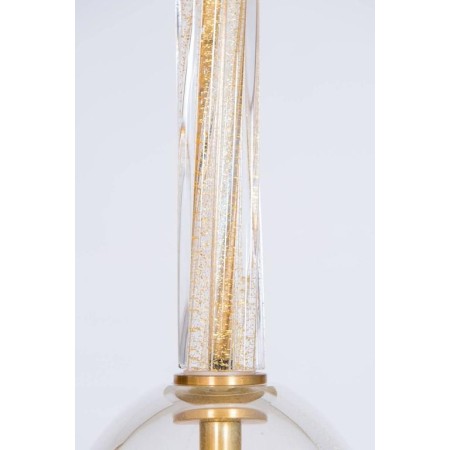Italian Chandelier "Bell Jar" in Murano Glass Transparent and 24-Carat Gold