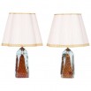 Pair of Italian Murano Glass Table Lamps, Color Red with 24-Karat Gold