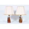 Pair of Italian Table Lamps in Murano Glass Red with 24-Karat Gold