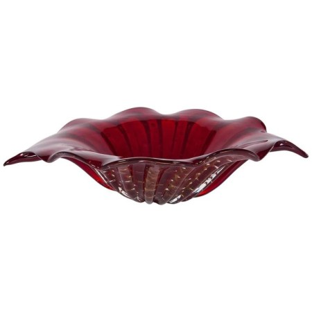Italian Centrepiece in Murano Glass Red with 24-Karat Gold Bubbles