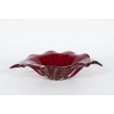 Italian Centrepiece in Murano Glass Red with 24-Karat Gold Bubbles