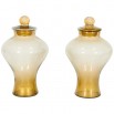 Pair of Italian Vases in Transparent Murano Glass and 24-Karat Gold