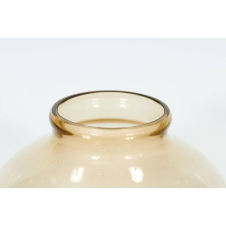 Pair of Italian Vases in Transparent Murano Glass and 24-Karat Gold