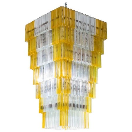 Italian Chandelier in Murano Glass with Triedro Elements, Venini, 1960s