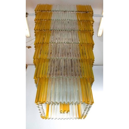 Italian Chandelier in Murano Glass with Triedro Elements, Venini, 1960s