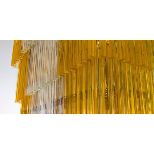 Italian Chandelier in Murano Glass with Triedro Elements, Venini, 1960s