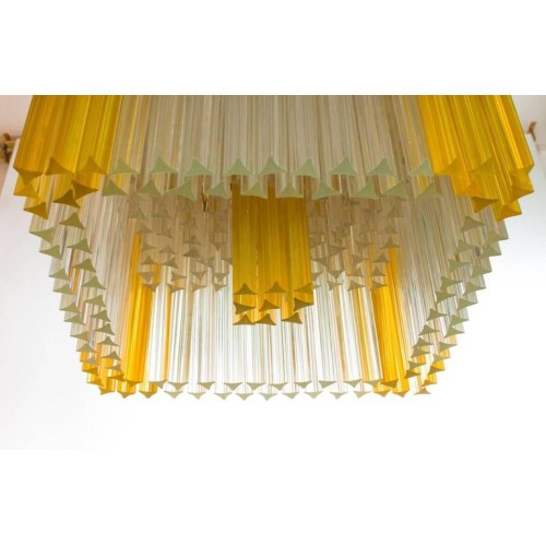 Italian Chandelier in Murano Glass with Triedro Elements, Venini, 1960s
