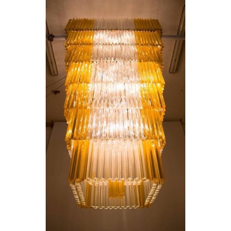 Italian Chandelier in Murano Glass with Triedro Elements, Venini, 1960s