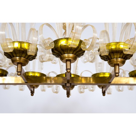 Italian Gold Fountain Chandelier in the style of Ercole Barovier, circa 1970s