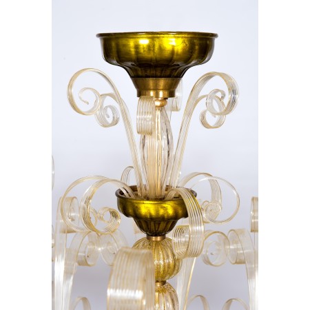 Italian Gold Fountain Chandelier in the style of Ercole Barovier, circa 1970s