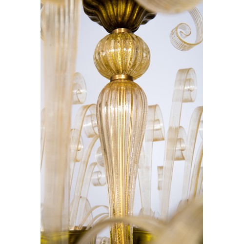 Italian Gold Fountain Chandelier in the style of Ercole Barovier, circa 1970s