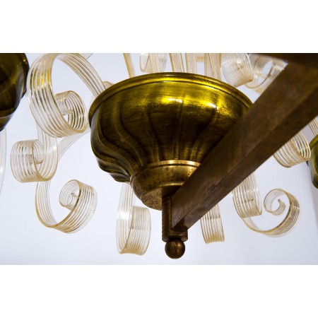 Italian Gold Fountain Chandelier in the style of Ercole Barovier, circa 1970s