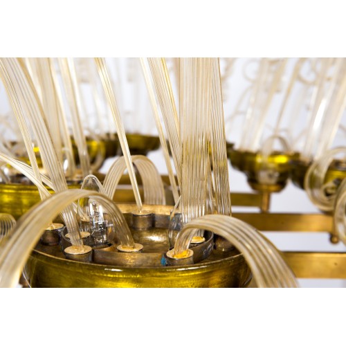 Italian Gold Fountain Chandelier in the style of Ercole Barovier, circa 1970s