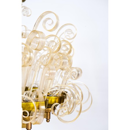 Italian Gold Fountain Chandelier in the style of Ercole Barovier, circa 1970s