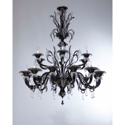 Italian Black and Transparent Chandelier, circa 1990s