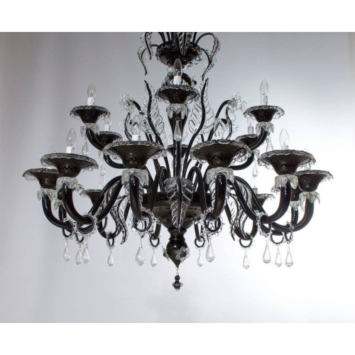 Italian Black and Transparent Chandelier, circa 1990s