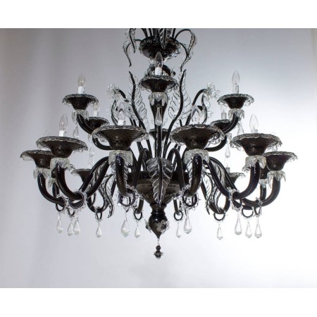 Italian Black and Transparent Chandelier, circa 1990s