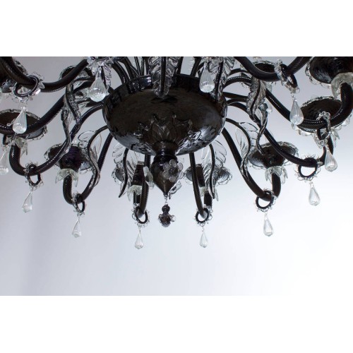 Italian Black and Transparent Chandelier, circa 1990s