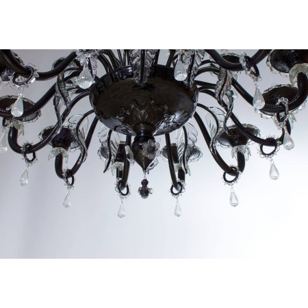 Italian Black and Transparent Chandelier, circa 1990s