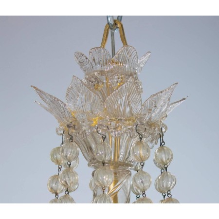 Handcrafted Murano Glass chandelier with small balls pendants 1950s Italy