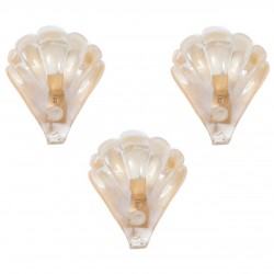 Set of Shell Sconces in Blown Murano Gold Glass 1960s Italy *