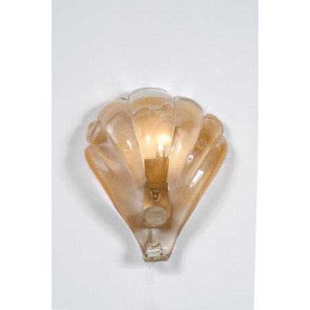 Italian Three Gold Shell sconces, attributed to Barovier & Toso circa 1960's