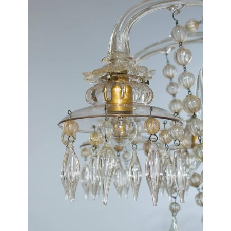 Handcrafted Murano Glass chandelier with small balls pendants 1950s Italy