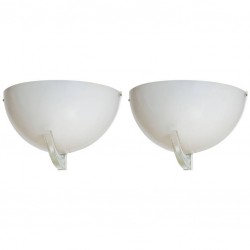 Pair of Sconces in White Milk color Murano Glass Attributed 1960s Italy *